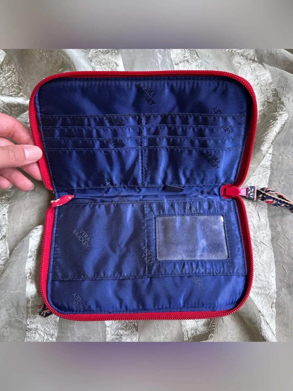 🛍️ 2 for $10 Vintage Red Foral Vera Bradley Quiltedy Zip Wallet Upcycle Project